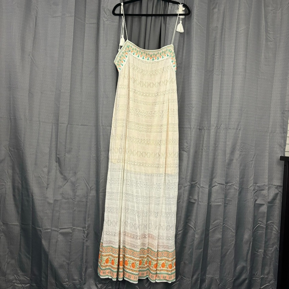 Anthropologie Cecilia Prado Augusta Tasseled Maxi Dress L Ivory Crochet‎ Beachy